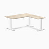 Desky Zero Laminate L-Shape Office Desk, Classic Oak desktop, White frame
