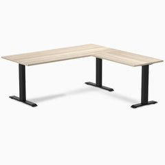 Desky Zero Laminate L-Shape Office Desk, Classic Oak desktop, Matte Black frame