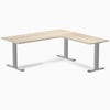 Desky Zero Laminate L-Shape Office Desk, Classic Oak desktop, Gray frame