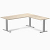 Desky Zero Laminate L-Shape Office Desk, Classic Oak desktop, Gray frame