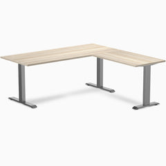 Desky Zero Laminate L-Shape Office Desk, Classic Oak desktop, Space Gray frame