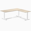 Desky Zero Laminate L-Shape Office Desk, Classic Oak desktop, White frame