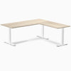 Desky Zero Laminate L-Shape Office Desk, Classic Oak desktop, White frame