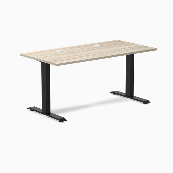 Desky Zero Laminate Office Desk, Classic Oak desktop, Matte Black frame