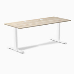 Desky Zero Laminate Office Desk, Classic Oak desktop, White frame