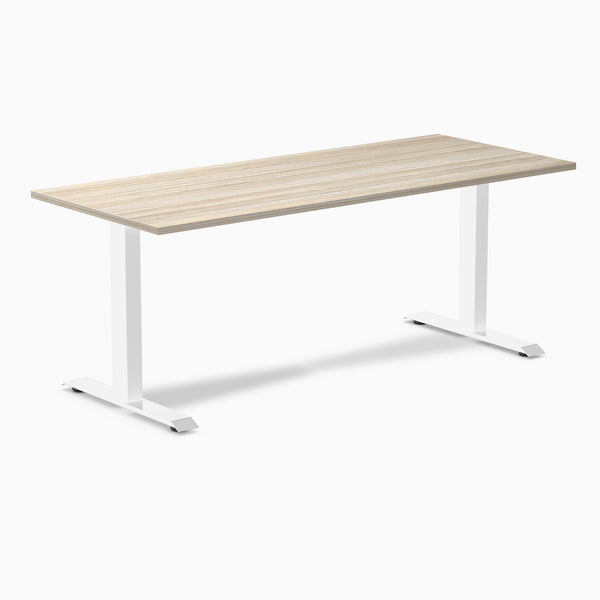 Desky Zero Laminate Office Desk, Classic Oak desktop, White frame