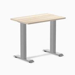 Desky Zero Mini Office Desk, Classic Oak desktop, Gray frame