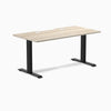 Desky Zero Scalloped Laminate Office Desk, Classic Oak desktop, Matte Black frame