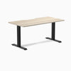 Desky Zero Scalloped Laminate Office Desk, Classic Oak desktop, Matte Black frame