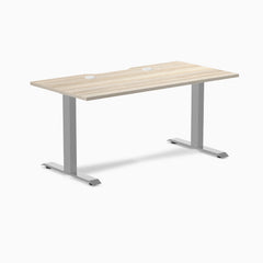 Desky Zero Scalloped Laminate Office Desk, Classic Oak desktop, Gray frame