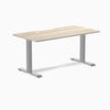 Desky Zero Scalloped Laminate Office Desk, Classic Oak desktop, Gray frame