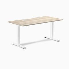 Desky Zero Scalloped Laminate Office Desk, Classic Oak desktop, White frame