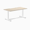 Desky Zero Scalloped Laminate Office Desk, Classic Oak desktop, White frame