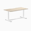Desky Zero Scalloped Laminate Office Desk, Classic Oak desktop, White frame
