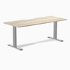 Desky Zero Scalloped Laminate Office Desk, Classic Oak desktop, Gray frame