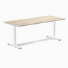Desky Zero Scalloped Laminate Office Desk, Classic Oak desktop, White frame