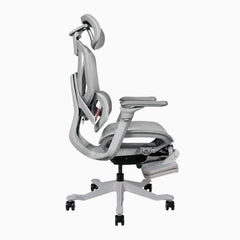 Contourra ergonomic office chair in light grey with adjustable foot rest