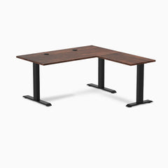 Desky Zero Softwood L-Shape Office Desk, American Rustic Pine desktop, Matte Black frame