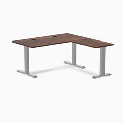 Desky Zero Softwood L-Shape Office Desk, American Rustic Pine desktop, Gray frame