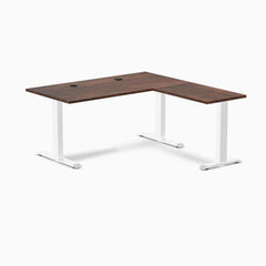 Desky Zero Softwood L-Shape Office Desk, American Rustic Pine desktop, White frame