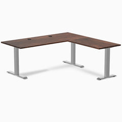 Desky Zero Softwood L-Shape Office Desk, American Rustic Pine desktop, Gray frame