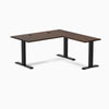 Desky Zero Rubberwood L-Shape Office Desk, Dark Walnut desktop, Matte Black frame