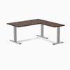 Desky Zero Rubberwood L-Shape Office Desk, Dark Walnut desktop, Gray frame