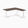 Desky Zero Rubberwood L-Shape Office Desk, Dark Walnut desktop, White frame