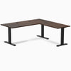 Desky Zero Rubberwood L-Shape Office Desk, Dark Walnut desktop, Matte Black frame