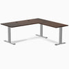 Desky Zero Rubberwood L-Shape Office Desk, Dark Walnut desktop, Gray frame