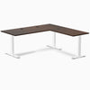 Desky Zero Rubberwood L-Shape Office Desk, Dark Walnut desktop, White frame