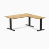 Desky Zero Rubberwood L-Shape Office Desk, Light Oak desktop, Matte Black frame