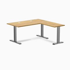 Desky Zero Rubberwood L-Shape Office Desk, Light Oak desktop, Space Gray frame