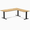 Desky Zero Rubberwood L-Shape Office Desk, Light Oak desktop, Matte Black frame