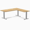 Desky Zero Rubberwood L-Shape Office Desk, Light Oak desktop, Gray frame