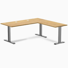 Desky Zero Rubberwood L-Shape Office Desk, Light Oak desktop, Space Gray frame
