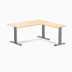 Desky Zero Hardwood L-Shape Office Desk, Maple desktop, Space Gray frame
