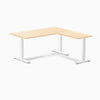 Desky Zero Hardwood L-Shape Office Desk, Maple desktop, White frame