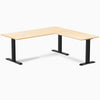 Desky Zero Hardwood L-Shape Office Desk, Maple desktop, Matte Black frame