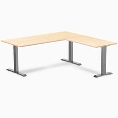 Desky Zero Hardwood L-Shape Office Desk, Maple desktop, Space Gray frame