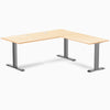 Desky Zero Hardwood L-Shape Office Desk, Maple desktop, Space Gray frame