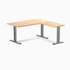 Desky Zero Rubberwood L-Shape Office Desk, Natural Timber desktop, Space Gray frame