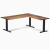 Desky Zero Hardwood L-Shape Office Desk, Pheasantwood desktop, Matte Black frame