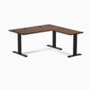 Desky Zero Rubberwood L-Shape Office Desk, Red Walnut desktop, Matte Black frame