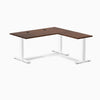 Desky Zero Rubberwood L-Shape Office Desk, Red Walnut desktop, White frame