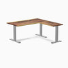 Desky Zero Hardwood L-Shape Office Desk, Saman desktop, Gray frame