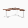 Desky Zero Hardwood L-Shape Office Desk, Walnut desktop, White frame