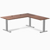 Desky Zero Hardwood L-Shape Office Desk, Walnut desktop, Gray frame