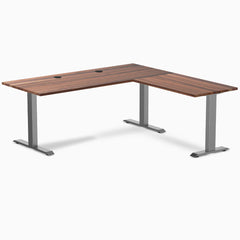 Desky Zero Hardwood L-Shape Office Desk, Walnut desktop, Space Gray frame