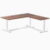 Desky Zero Hardwood L-Shape Office Desk, Walnut desktop, White frame